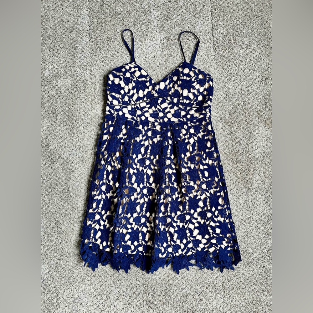 Navy Blue Eyelet Dress